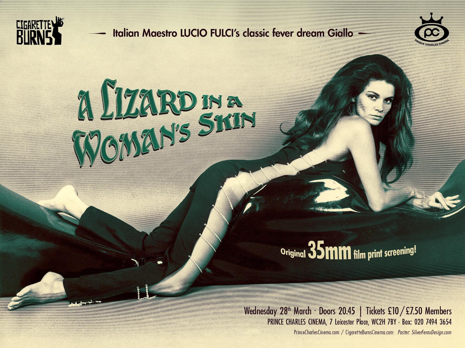 a lizard in a woman's skin poster